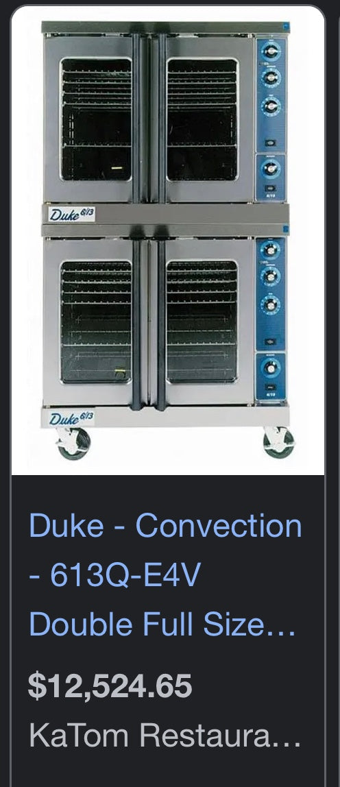 $5500 OBO / Duke Double Stack Convection Oven / Certified By Licensed Tech / Quality Condition / Restaurant Equipment t / Baking Equipment
