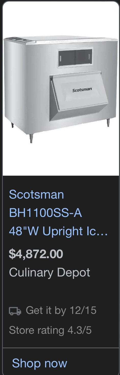 $3500 / Scottsman 1000lb Ice Bin / Ice Machine / Quality Used Restaurant Equipment / Ready for Pickup or Delivery