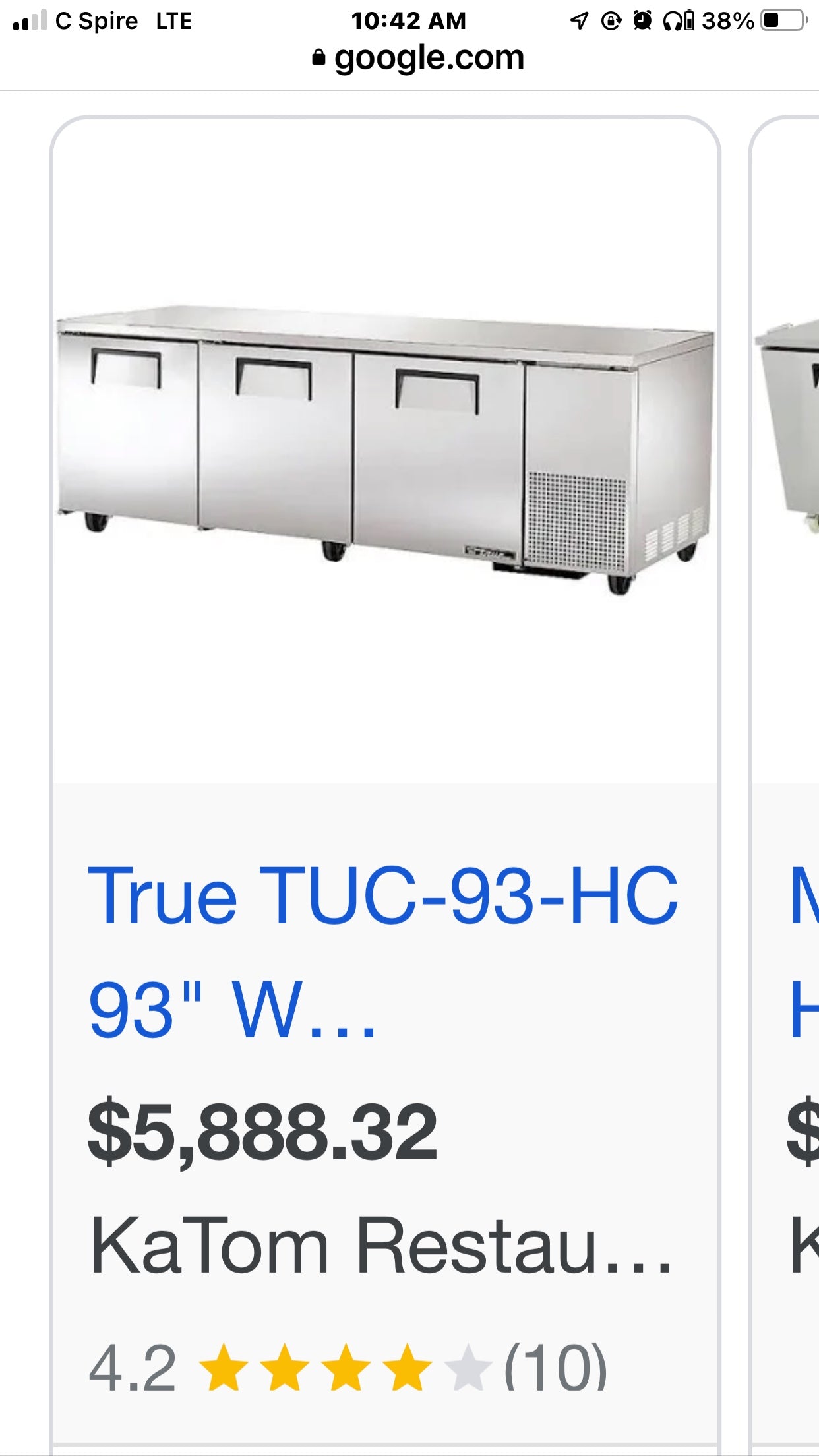 $4500 / True TUC-93-HC 93" W Undercounter Refrigerator w/ (3) Sections & (3) Doors,