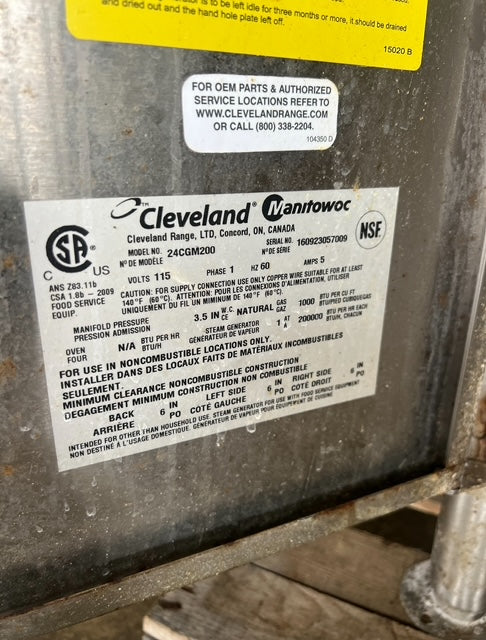 $3500 / Cleveland 24CGM200 (6) Pan Convection Steamer - Cabinet, Natural Gas / Restaurant Equipment