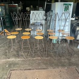 $75ea. / 20 In Stock / Wooden Metal Framed Bar Stools / Very Sturdy