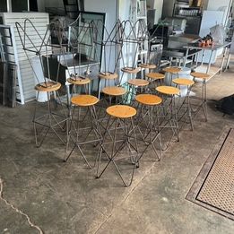 $75ea. / 20 In Stock / Wooden Metal Framed Bar Stools / Very Sturdy