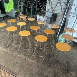 $75ea. / 20 In Stock / Wooden Metal Framed Bar Stools / Very Sturdy