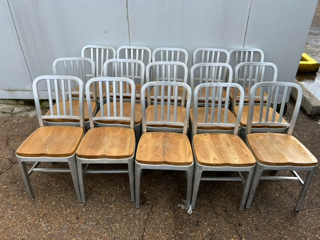 $55ea. / Aluminum Framed Wood Bottom Restaurant Chairs / Great Condition / 15 In Stock