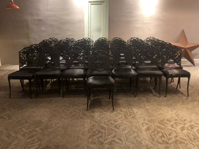 $75ea. / Cast Aluminum Framed Black Cushioned Seat Restaurant Chairs / 30 In Stock