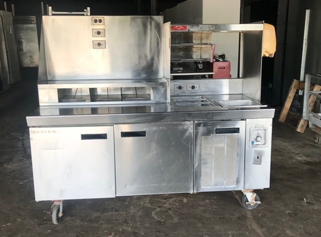 $5000 OBO / Stainless Steel Full Prep Station w/ Cold-table and Warmer Wheel / Multiple Outlets / Multiple Compartments / Quality Unit / Certified by Licensed Technitican