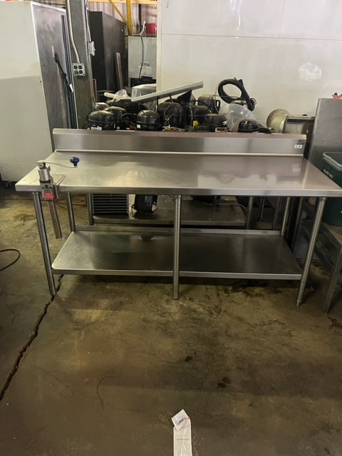 $600 OBO / 72in x 30in Full Stainless Table / Stainless Storage Shelf / Can Opener / Restaurant Equipment / Heavy Duty