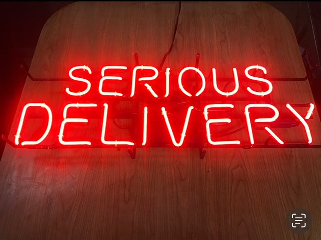 $100 / “Serious Delivery” Neon Sign / Restaurant Signs / Fast Food Sign / Eatery Sign