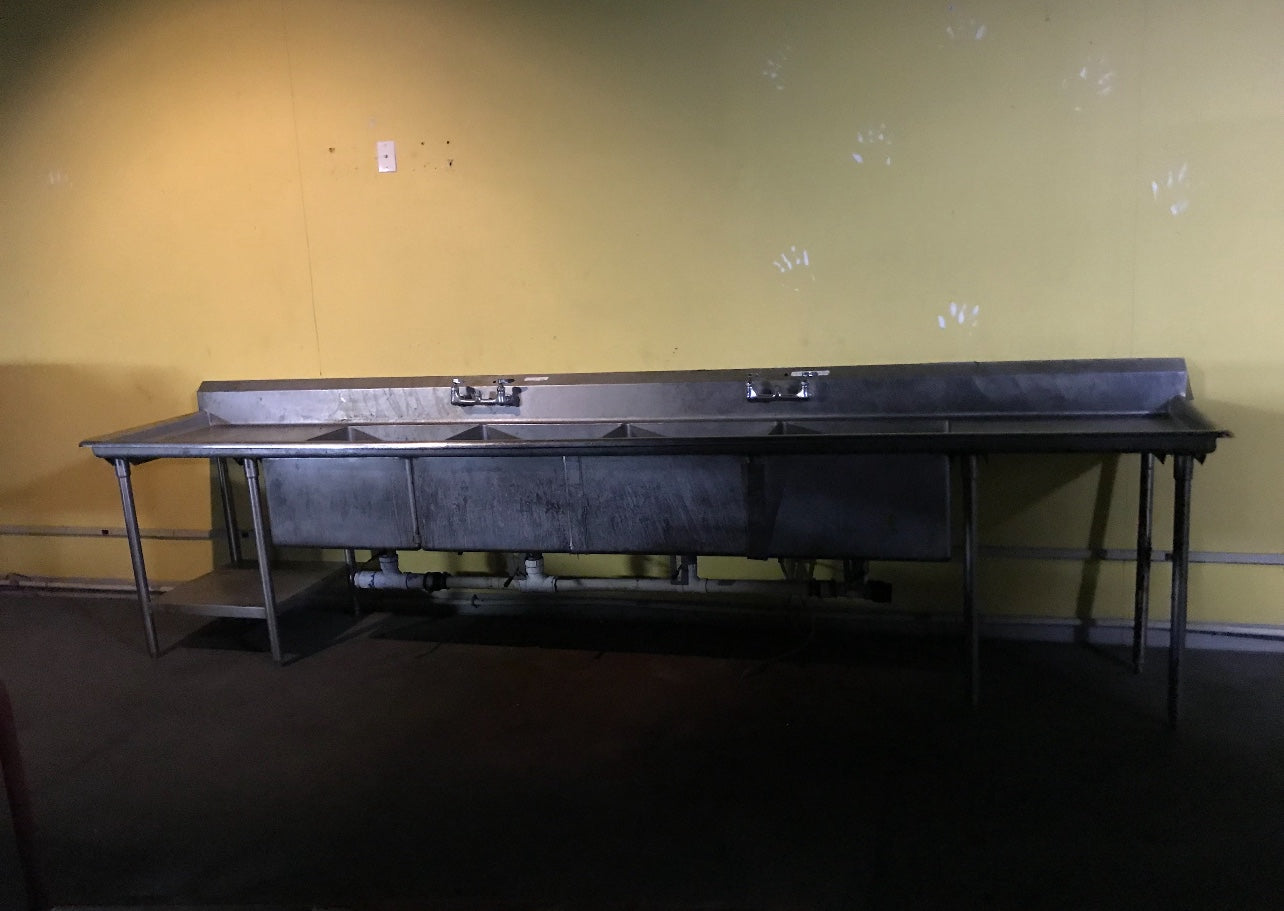 $2500 / 168in 4 Compartment Stainless Steel Sink / Quality Sink / Heavy Duty / Commercial Sink