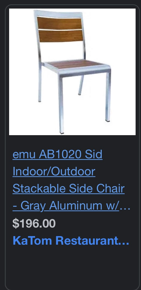 $55ea. / Aluminum Framed Wood Bottom Restaurant Chairs / Great Condition / 15 In Stock