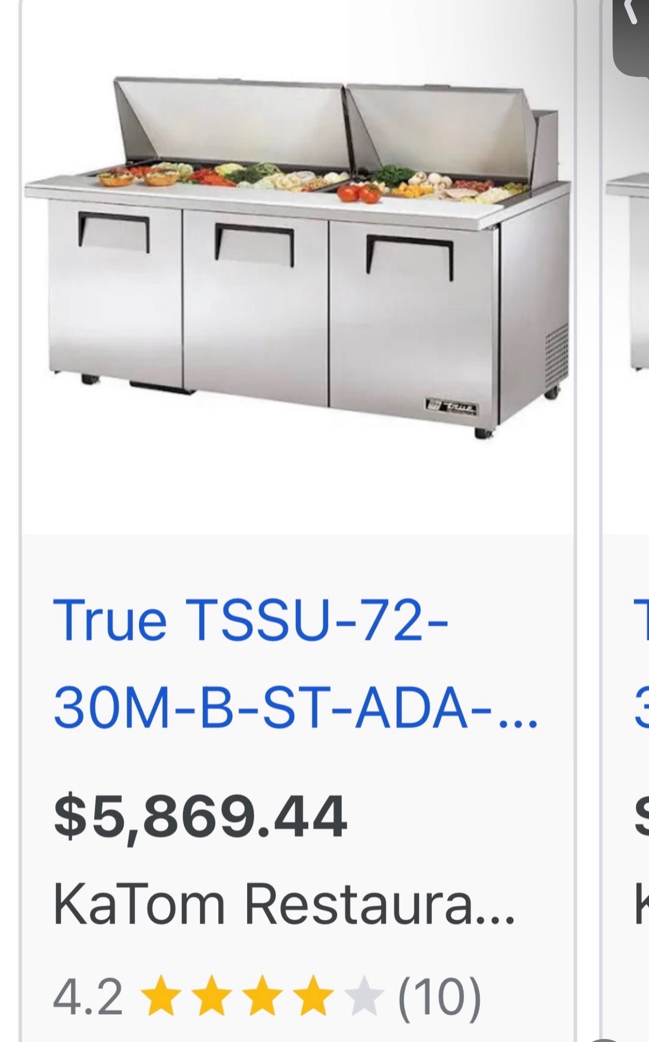 $2500ea / TRUE TSSU-72 / 3 Door True Refrigerated Preptable / Great Condition / Certified by Licensed Technician