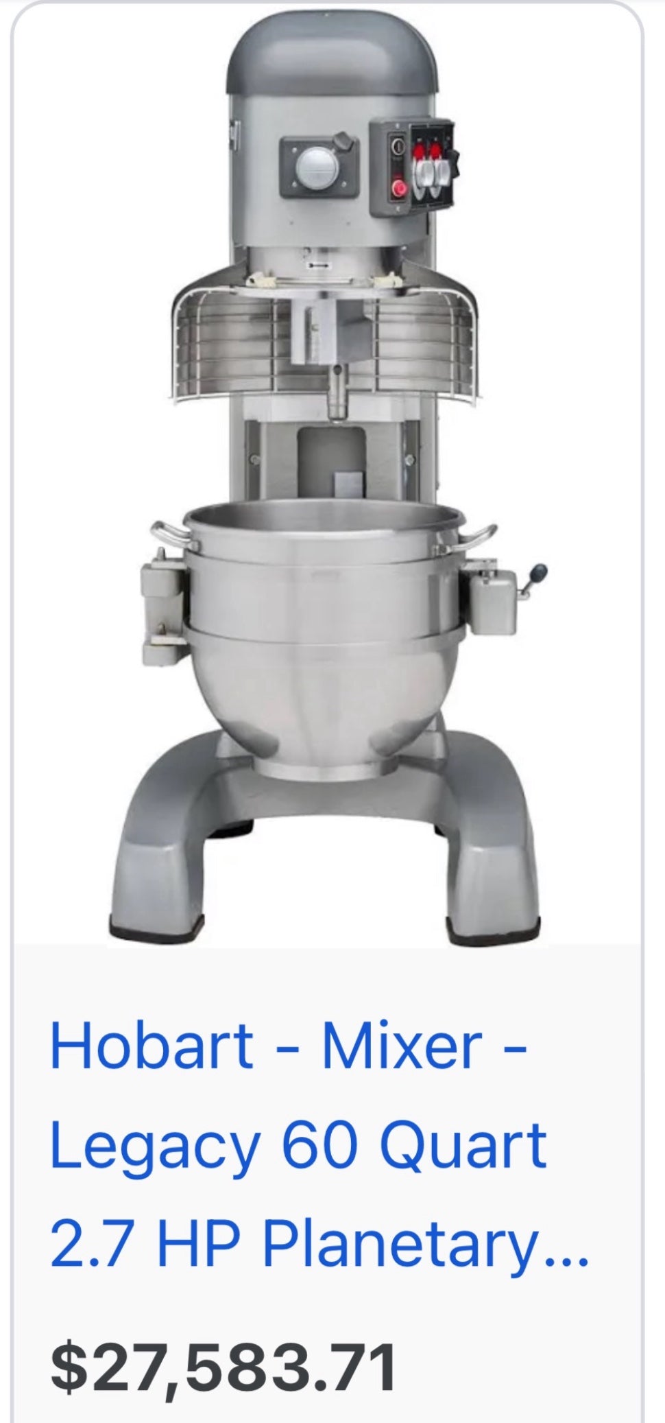 $6500 / Hobart 60 Qt Mixer / Quality Machine / Certified by Technician / Ready for Pickup or Delivery