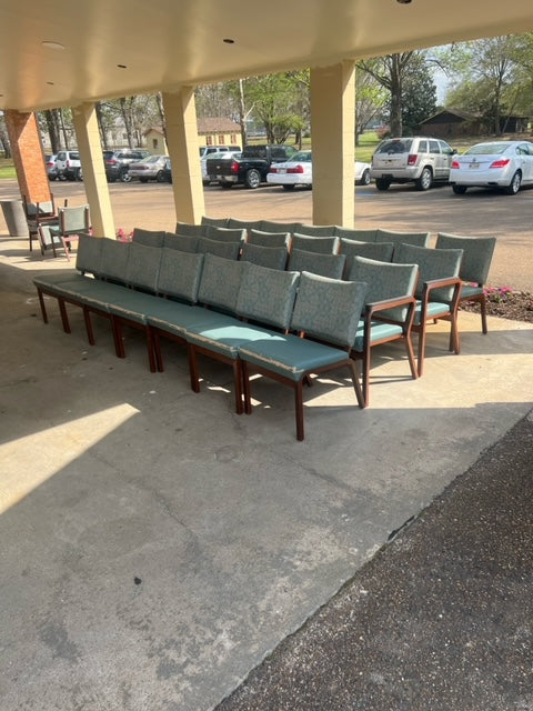 $45ea. / Cushion Teal Wooden Framed Commercial Chairs / Strong and Sturdy / 50 In Stock