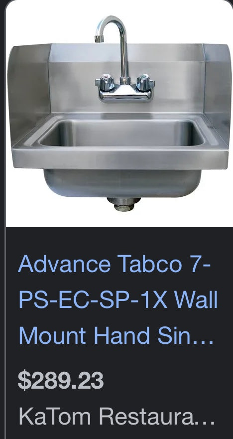 $150ea. Restaurant Handsink / Stainless Steel Sink / Commercial Sink / NSF Certified