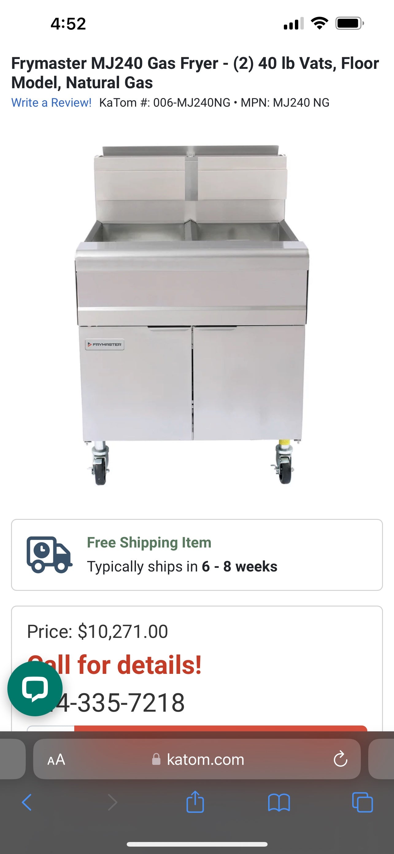 $3500 / Frymaster 2 Bay 40LB Fryer Natural Gas / Ready For Pickup or Delivery / Restaurant Equipment