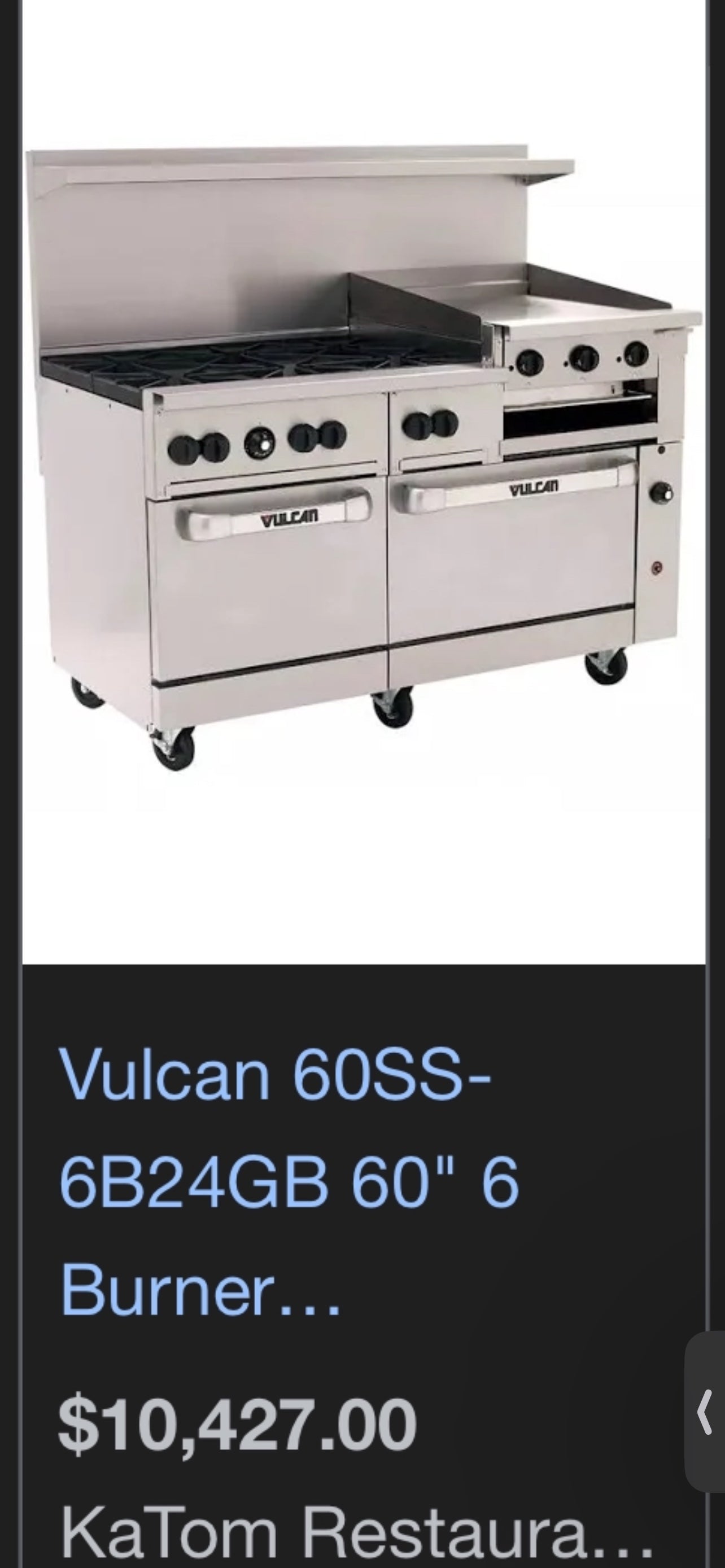 $3000 / Vulcan 6 Burner Stove w/ 24in Flatgrill and Char Broiler / Quality Unit / Ready For Pickup or Delivery