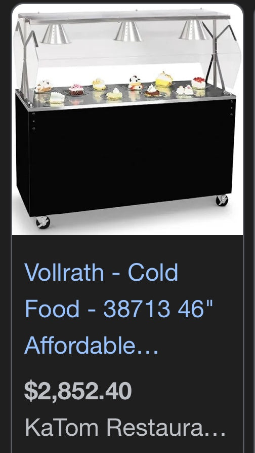 $2000 / Vollrath 38713 46" Affordable Portable™ Cold Food Bar / Cold Table / Restaurant Equipment / Certified by Tech