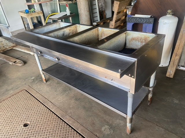 $1750 / Eagle SDHT4-120 63-1/2” Stationary Four-Well Electric Dry Hot Food Table With Open Stainless Steel Base - 120V