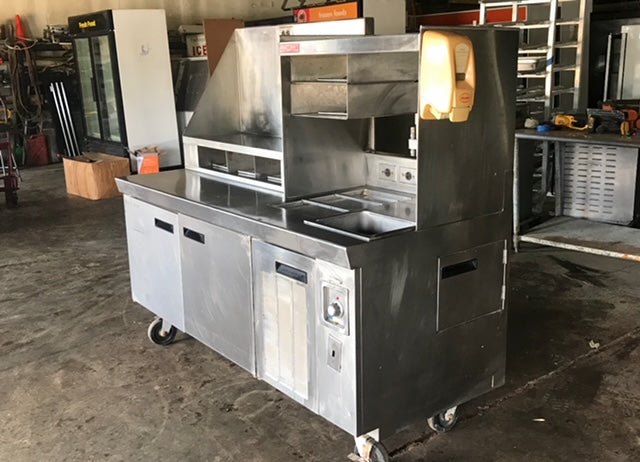 $5000 OBO / Stainless Steel Full Prep Station w/ Cold-table and Warmer Wheel / Multiple Outlets / Multiple Compartments / Quality Unit / Certified by Licensed Technitican