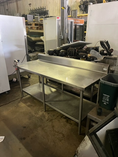 $600 OBO / 72in x 30in Full Stainless Table / Stainless Storage Shelf / Can Opener / Restaurant Equipment / Heavy Duty