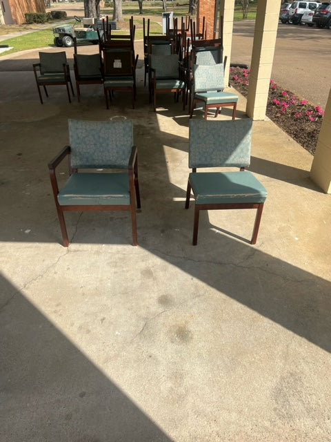 $45ea. / Cushion Teal Wooden Framed Commercial Chairs / Strong and Sturdy / 50 In Stock