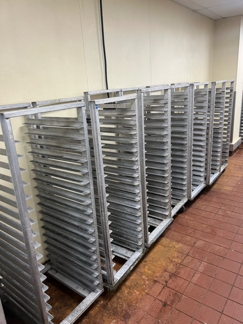 $800ea. / 9 Cres Cor Rolling Sheet Pan Racks / Great Condition / Shipping Available / Bakery Equipment