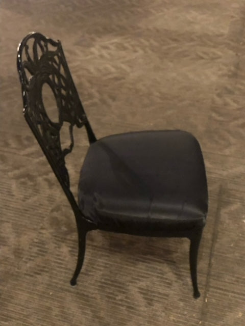 $75ea. / Cast Aluminum Framed Black Cushioned Seat Restaurant Chairs / 30 In Stock