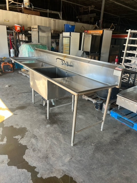 $1700 / 11 Ft Stainless Steel Sink w/ Sliding Compartment / Restaurant Equipment / Commercial Equipment