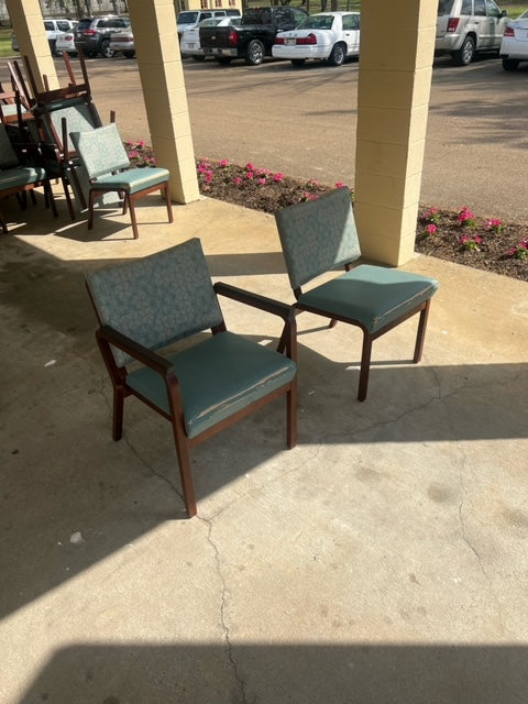 $45ea. / Cushion Teal Wooden Framed Commercial Chairs / Strong and Sturdy / 50 In Stock