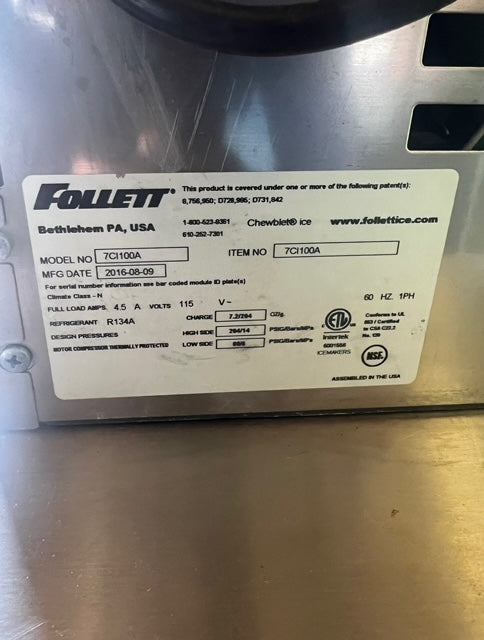 $3500 / Follett Countertop Ice Machine / Tested by Licensed Tech / Ready for Pickup or Shipment