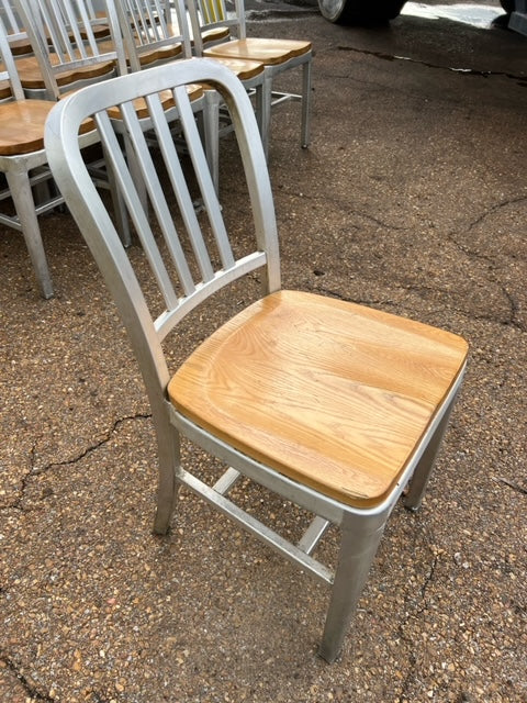 $55ea. / Aluminum Framed Wood Bottom Restaurant Chairs / Great Condition / 15 In Stock