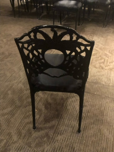 $75ea. / Cast Aluminum Framed Black Cushioned Seat Restaurant Chairs / 30 In Stock