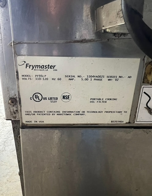 $2500 OBO / Frymaster Grease Filter Machine / Quality Condition / Certified by Licensed Tech