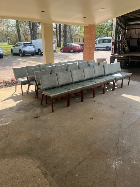 $45ea. / Cushion Teal Wooden Framed Commercial Chairs / Strong and Sturdy / 50 In Stock