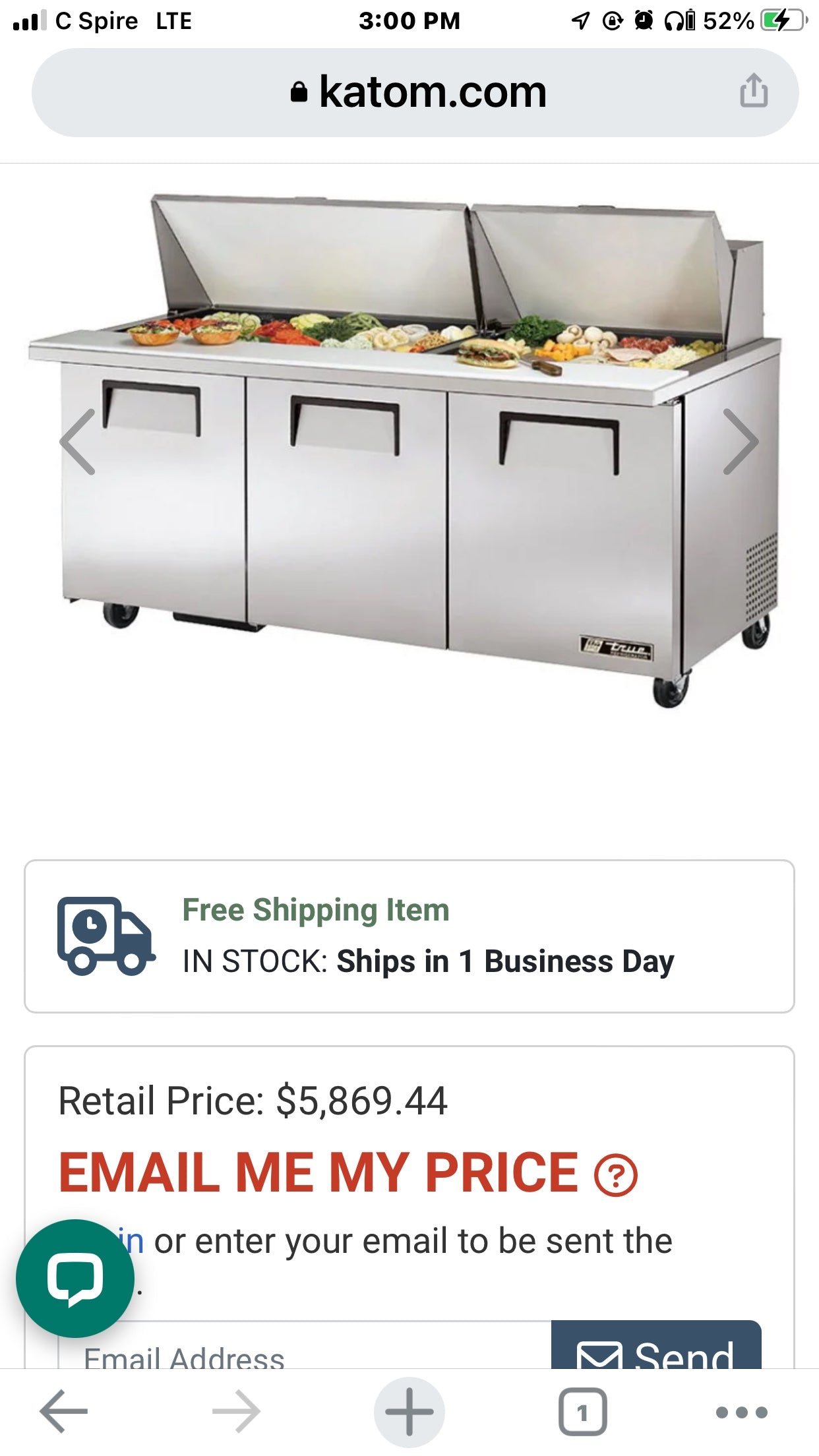 $2500 / 3 Door True Sandwich Prep Table