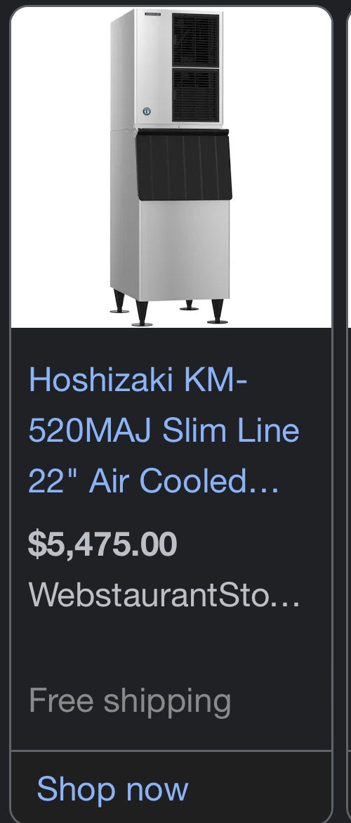 HOSHIZAKI KM-520MAJ Crescent Cube Ice Maker, Air-cooled, Slim Line