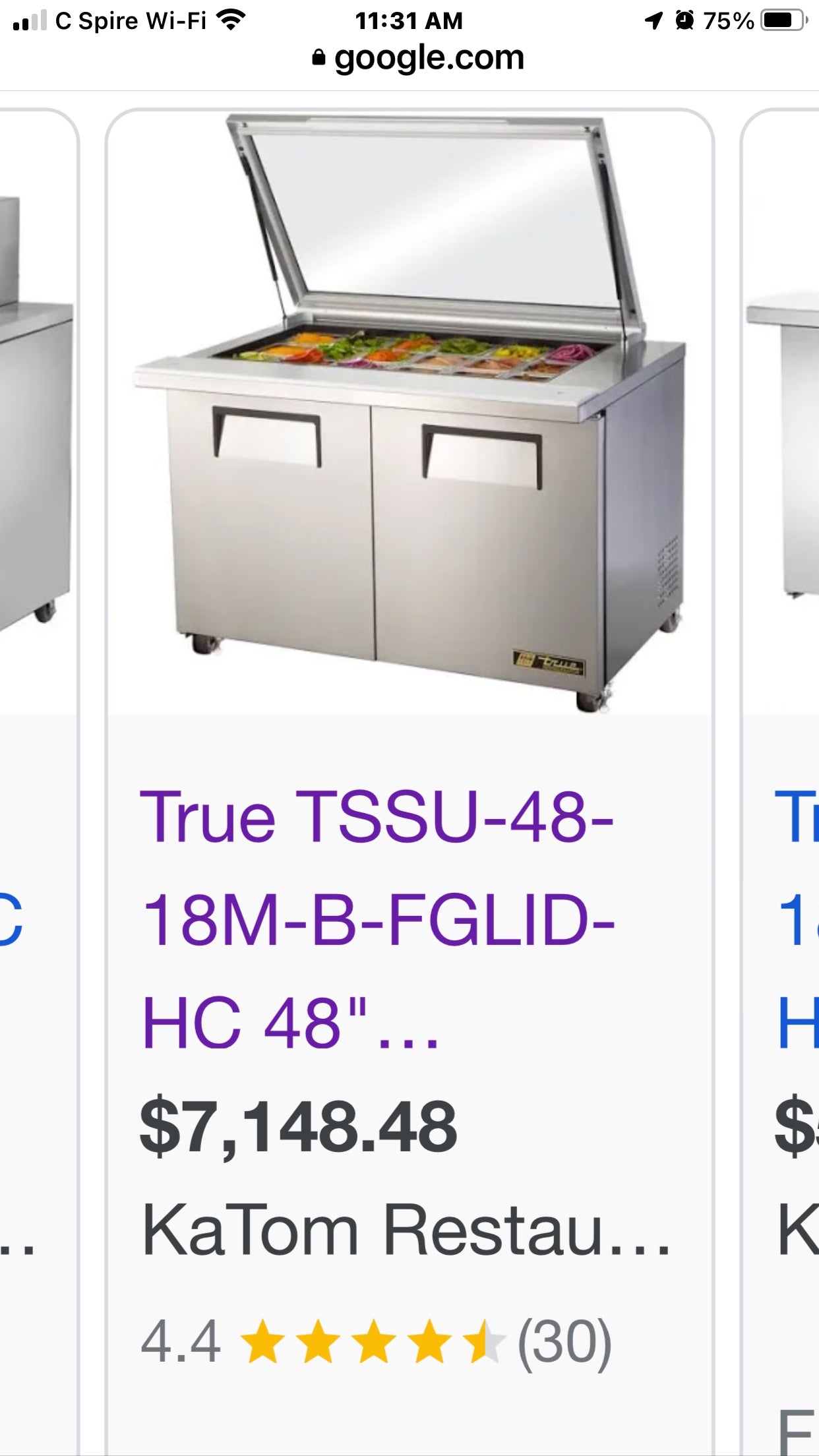 $5000 / True TSSU-48-18M-B-FGLID-HC 48" Sandwich/Salad Prep Table w/ Refrigerated Base,