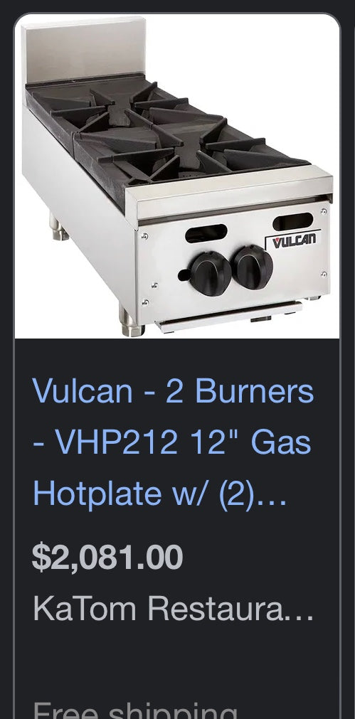 $1000 / Vulcan Counter Top 2 Burner Stove / Natural Gas / Can Be Converted To Propane