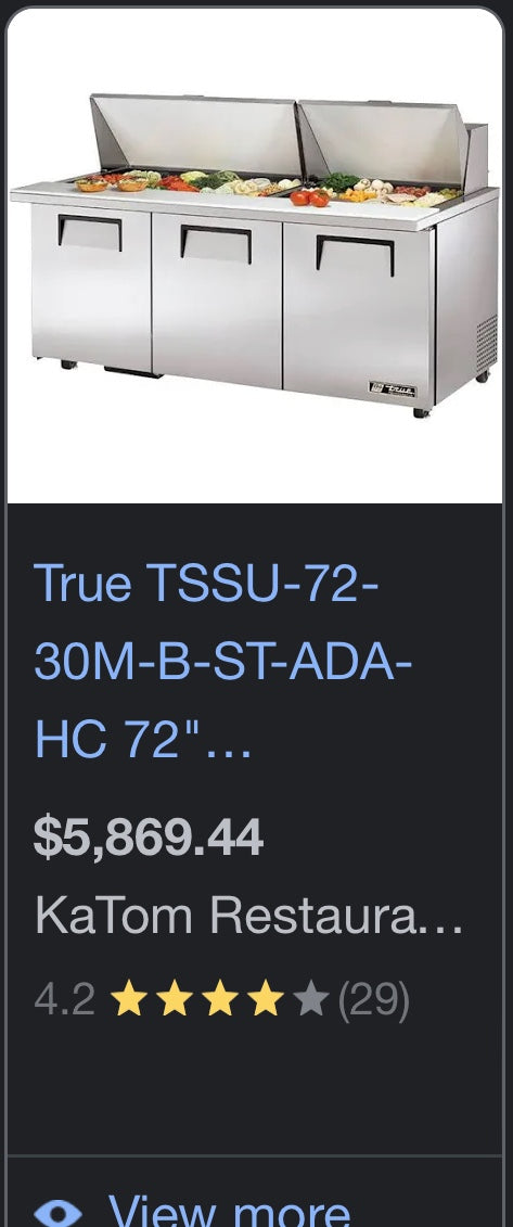 $3500 / True 3 Door Sandwich PrepTable / Certified By Licensed Tech