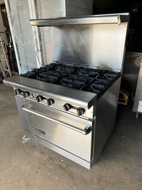 $1500 Garland X36-6S 36" 6 Burner Sunfire Gas Range w/ Storage Base, Natural Gas